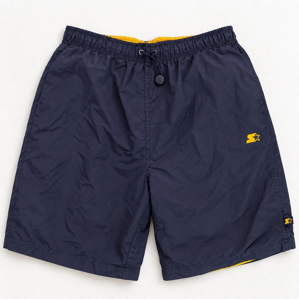 Vintage Starter Reversible Nylon Mesh Athletic Shorts Mens M Navy Blue Yellow